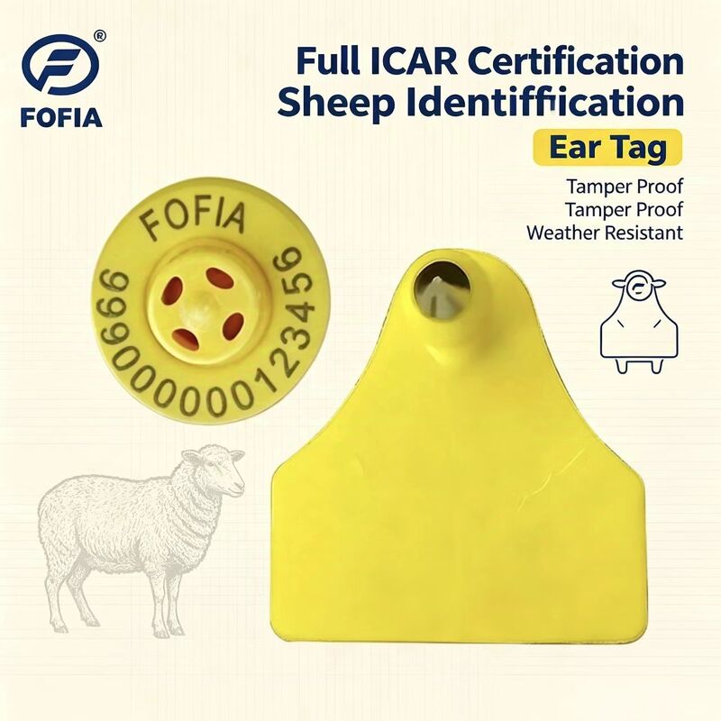 Etiqueta Eletrônica para Rastreamento de Animais Fofia ET957+T967 para Ovinos e Caprinos Nova Etiqueta de Orelha RFID TPU com Codificação a Laser de Alta Qualidade Duração de 3 Anos