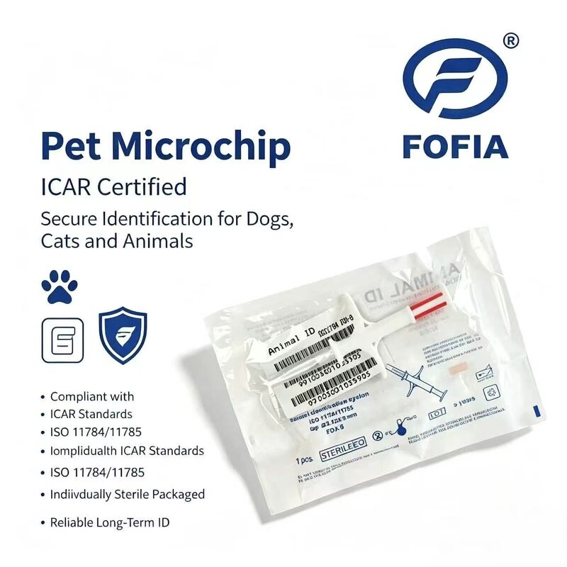 Etiqueta de orelha de injeção para animais de estimação Fofia RFID 134.2kHz de material PP à prova d'água, nova venda quente, uso em fazenda, microchip de identificação de cachorro, 1,5 ano