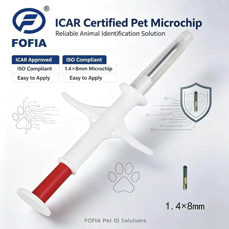 FOFIA Novo Microchip RFID 134.2kHz para Animais FDX/EM4305 IP67 Impermeável para Injeção de Gado/Porco/Ovelha/Animal de Estimação PP