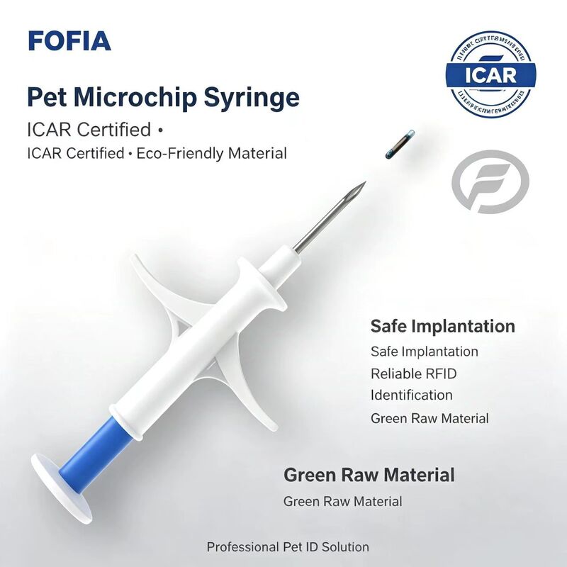 FOFIA ZS007 ICAR Certificado 134.2kHz RFID Microchip Animal FDX/EM4305 IP67 Impermeável Branco PP 1.4x8mm Cão Gato Coelho Bode Novo