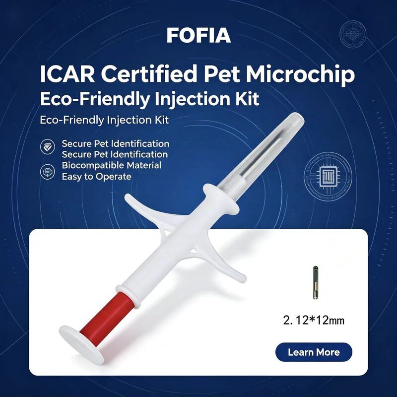 Fofia à prova d'água Novo RFID de venda quente 134,2 kHz Material PP Microchip de identificação de cães Uso agrícola Etiqueta de orelha de injeção de animal de estimação 1,5 anos Modelo Azul