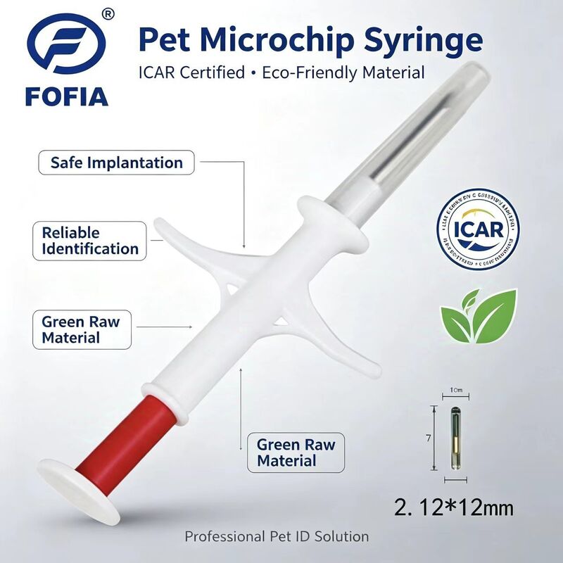 Novo Fofia resistente à água RFID branco microchip animal ZS006 com IP67 e 1,5 anos de garantia para cães gatos e animais de estimação Tag de injeção