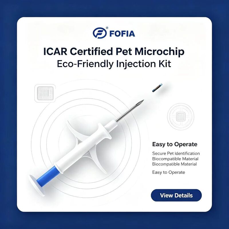FOFIA ZS007 Certificado ICAR 134.2kHz RFID Microchip Animal FDX/EM4305 IP67 Impermeável PP Branco 1.4x8mm Cão Gato Animais de Estimação
