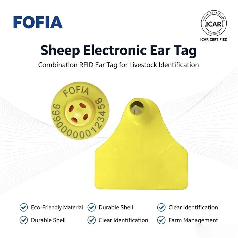 Etiqueta Eletrônica para Ovinos e Caprinos Fofia ET957+T967 Nova RFID TPU Codificação a Laser Garantia de 3 Anos Fazenda