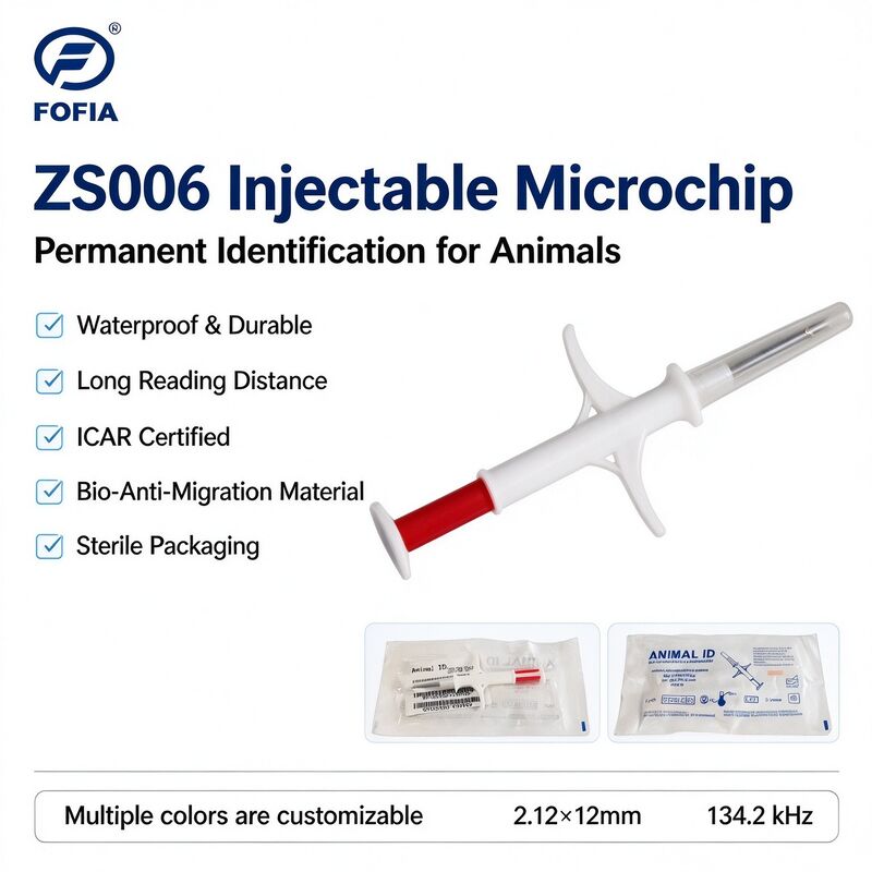 Fofia ZS006 134.2 kHz RFID Microchip Injetável para Animais 2.12 X 12 mm IP67 Certificado ICAR à Prova d'Água para Identificação de Animais de Estimação, Gado e Coelhos