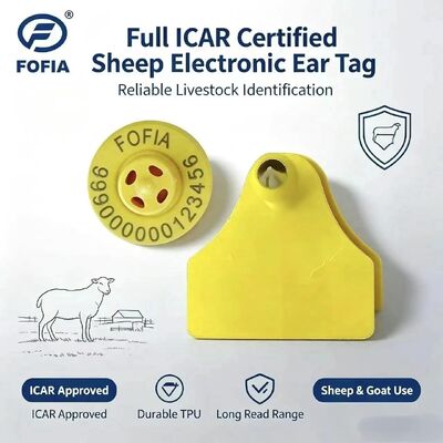 Fofia ET957+T967 Combinação de ovinos Caprinos Bovine Animal Farm Electronic Tracking Ear Tag Novo RFID de alta qualidade TPU Laser Coding 3