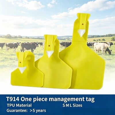 Etiquetas de Orelha de Plástico TPU RFID Amarelo para Gado Suíno e Ovinos para Gerenciamento de Rebanho | Fofia T914 Codificado a Laser para Identificação de Fazenda